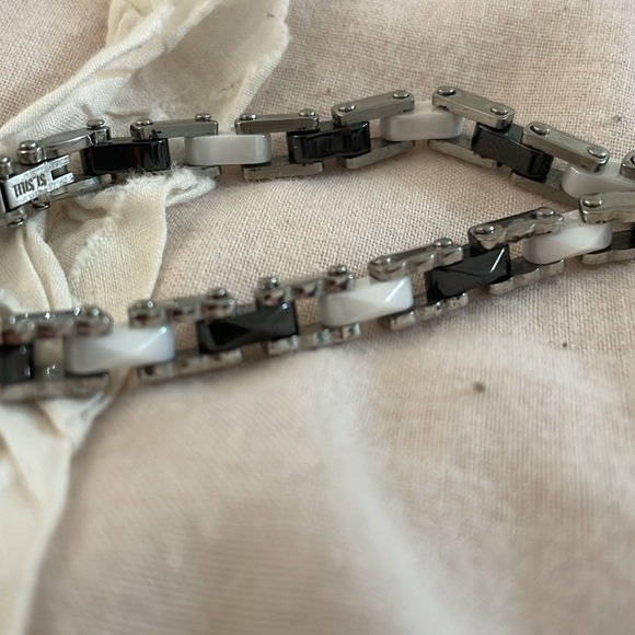 Black and white clamp bracelet stainless steel comment if interested - Picture 3 of 5